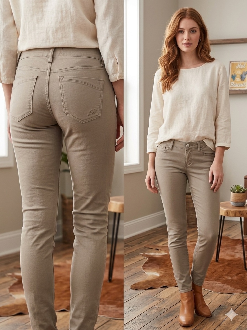 $78 Express Skinny Khaki Denim Pants Jeans - Size 6 - Excellent Condition